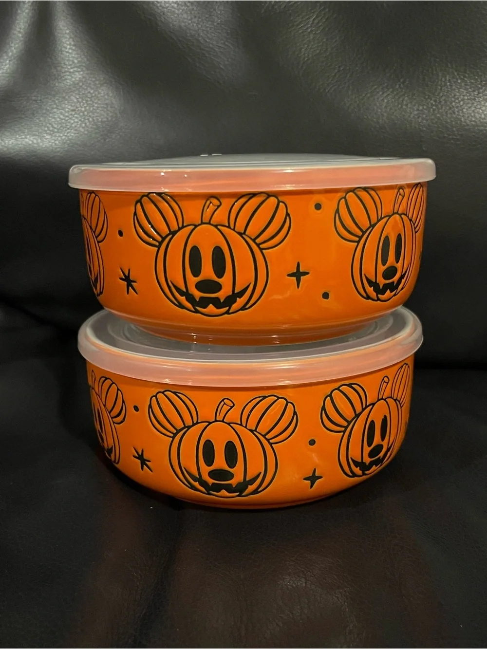 Halloween Pumpkin Themed Mickey Food Storage Bowls with Lids